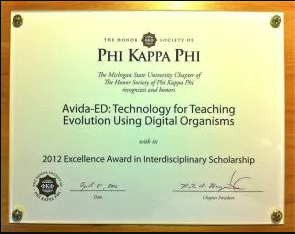 Avida-ED Excellence Award in Interdisciplinary Scholarship 2012
